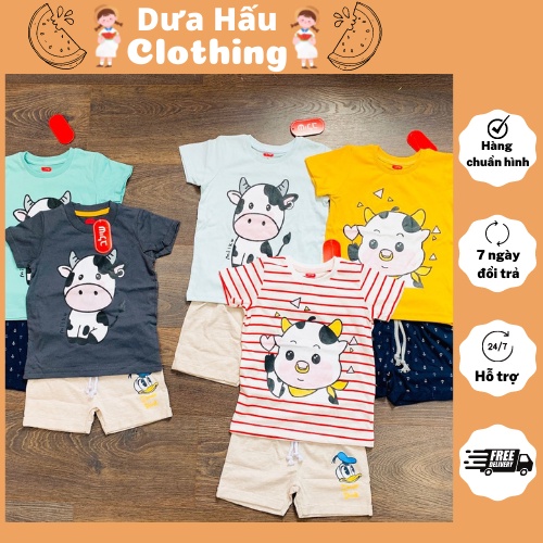 Bộ muji bé trai xuất dư mickey, bò sữa - Hàng VNXK