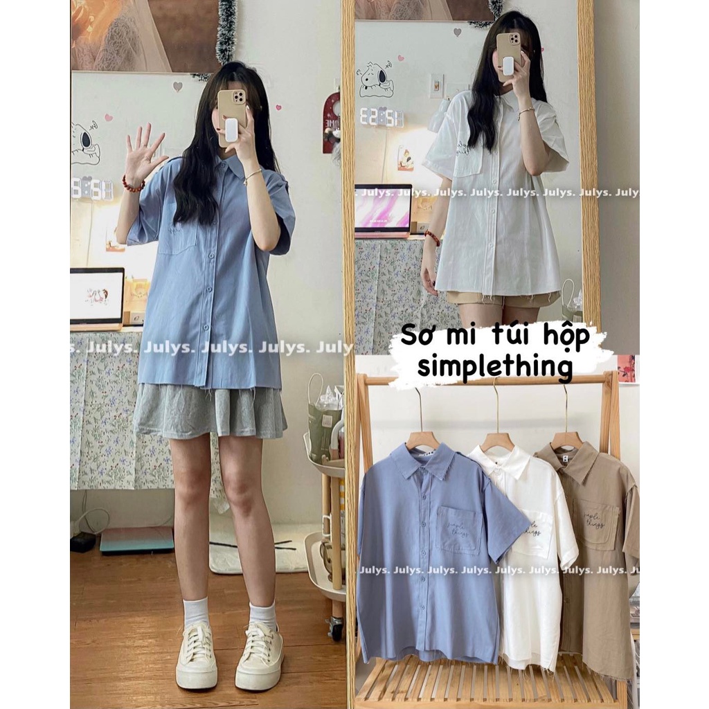 Sơ mi túi hộp simplething viền tua rua (ảnh thật kèm video)