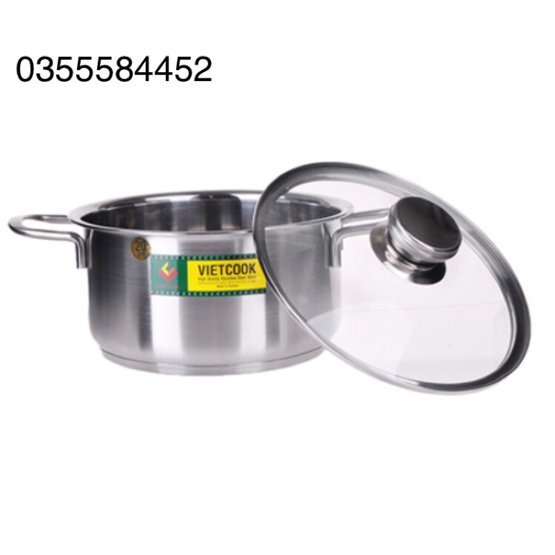 Nồi INOX 3 Đáy Nắp Kính Việtcook Sezi