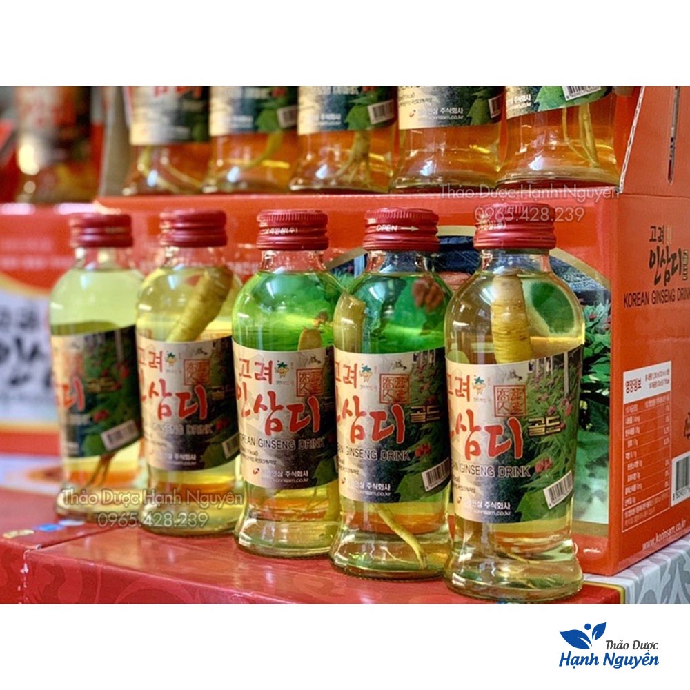 Nước Hồng Sâm Có Củ Nguyên Chất Hàn Quốc (10 chai x 120ml/chai) - Thảo Dược Hạnh Nguyên