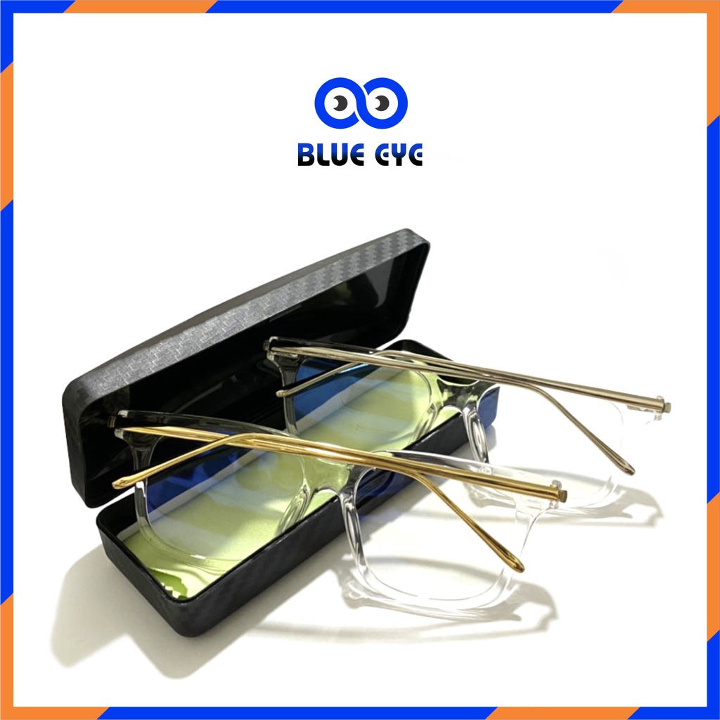 Mắt kính thời trang nam nữ gọng trong mắt vuông càng kim loại