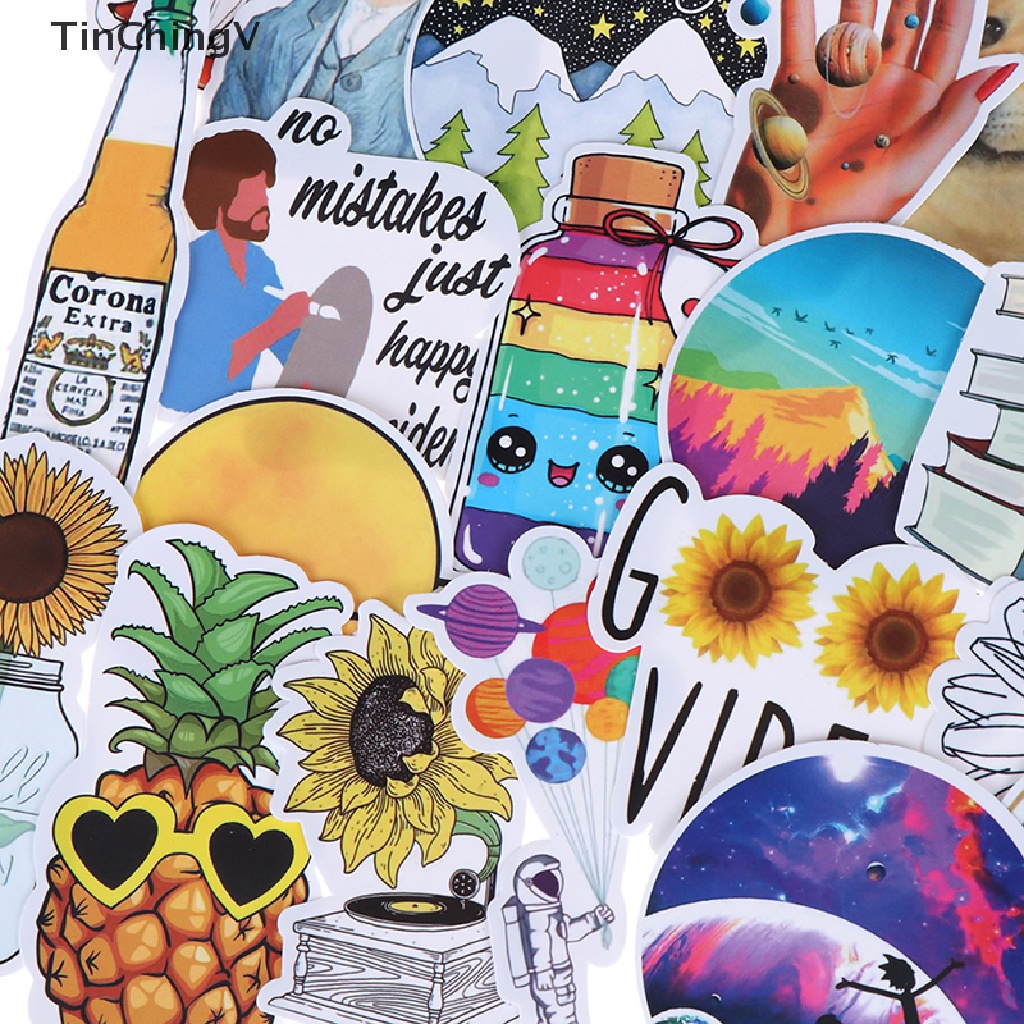 Bộ 53 Miếng Dán Màu Vàng Nhạt Dùng Trang Trí Sổ Tay DIY