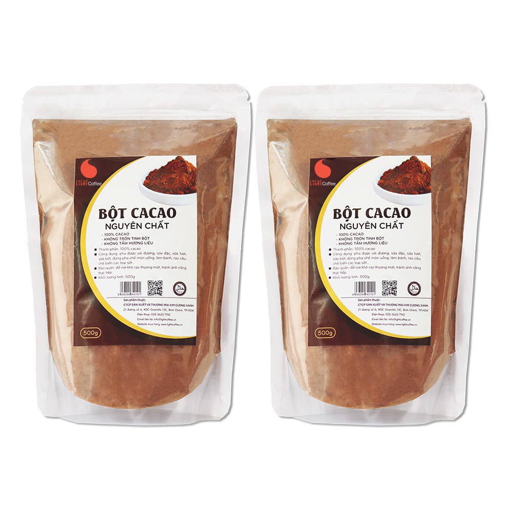 Cacao nguyên chất không đường, vị đắng - Light Coffee 1kg (2 gói 500gr)