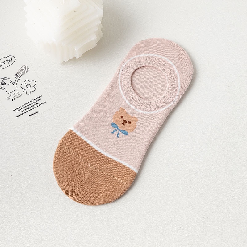 Vớ Mắt Cá Chân Ngắn Mỏng In Họa Tiết Gấu Nhỏ Dễ Thương Thời Trang Xuân Hè Phong Cách Nhật Bản Cho Nữ Sinh