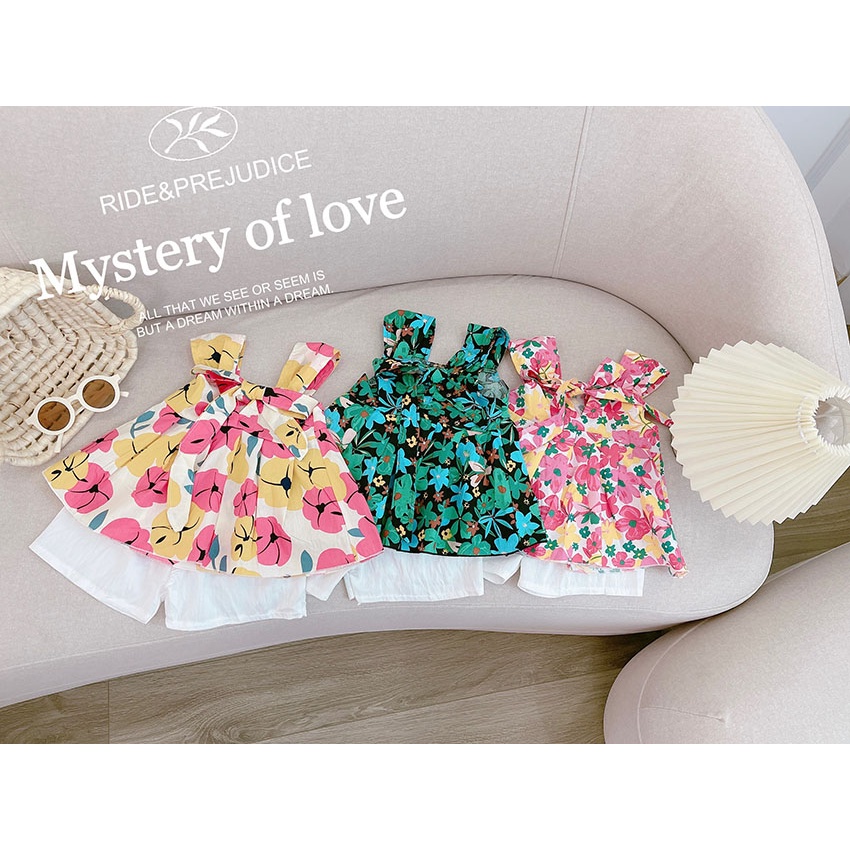 Bộ Quần Áo 3 Lỗ Họa Tiết Hoa Chất Áo Thô Kết Hợp Quần Đũi Cho Bé Gái Từ 7-19kg Mã BL33