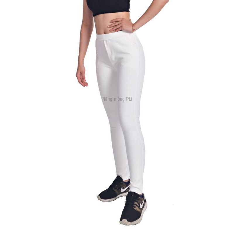 Quần legging nâng mông màu trắng - Ảnh thật