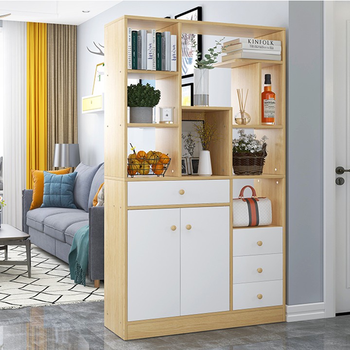 Tủ vách ngăn nhiều tầng tủ rượu đa năng tủ trang trí phòng khách phong cách Bắc âu homessen, tủ sách đa năng