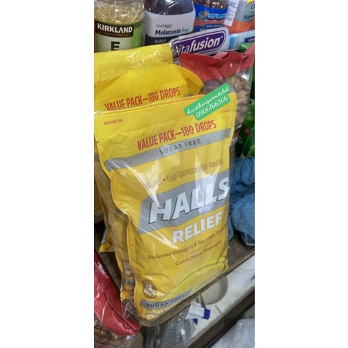 Kẹo Halls Mật Ong Chanh Không Đường - Gói 180 Viên Của Mỹ