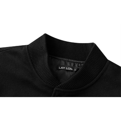 Áo khoác bomber Nelly phối da cao cấp in hình "HEYBIG 68" áo Varsity