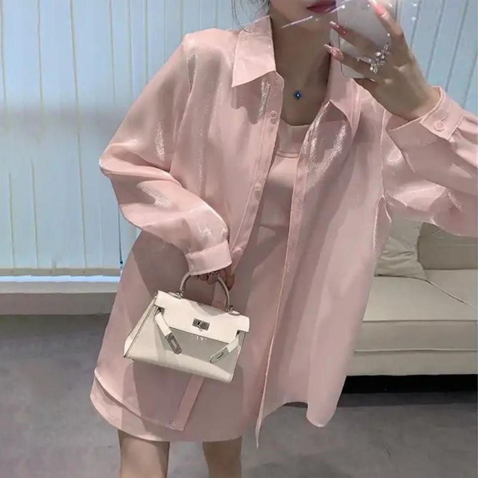 Jiashucheng Áo Sơ Mi Dài Tay Chống Nắng Dáng Rộng Phong Cách Mới Cho Nữ