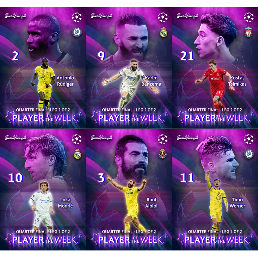 Thẻ Cầu Thủ Bóng Đá SKY Card POTW QUARTER 2 | Luka Modric Karim Benzema Antonio Rudiger Tsimikas Raul Albiol Timo Werner