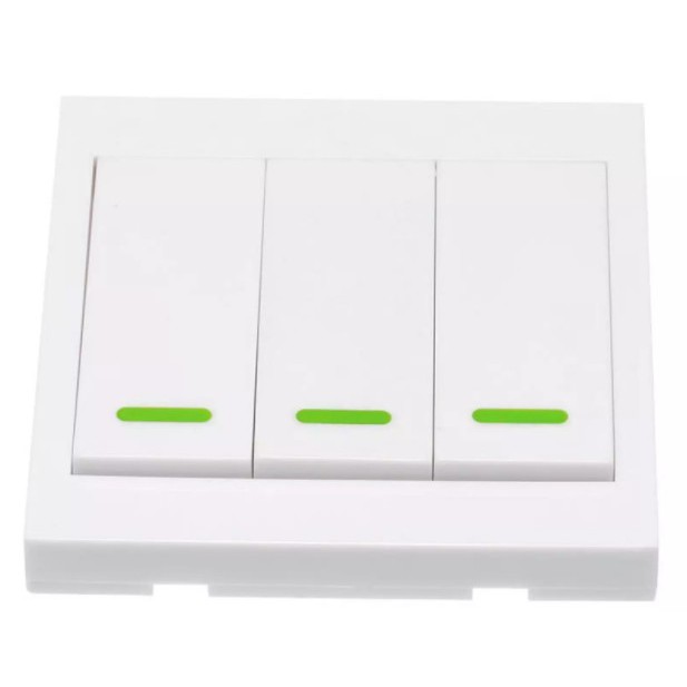 Nút nhấn công tắc điều khiển đèn từ xa dán tường không dây phát sóng RF 433MHz.Loại 1, 2, 3 phím bấm màu trắng.