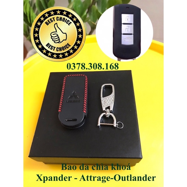 Bao da chìa khoá ô tô Misubishi Xpander -Attrage -Outlander (Quà tặng)