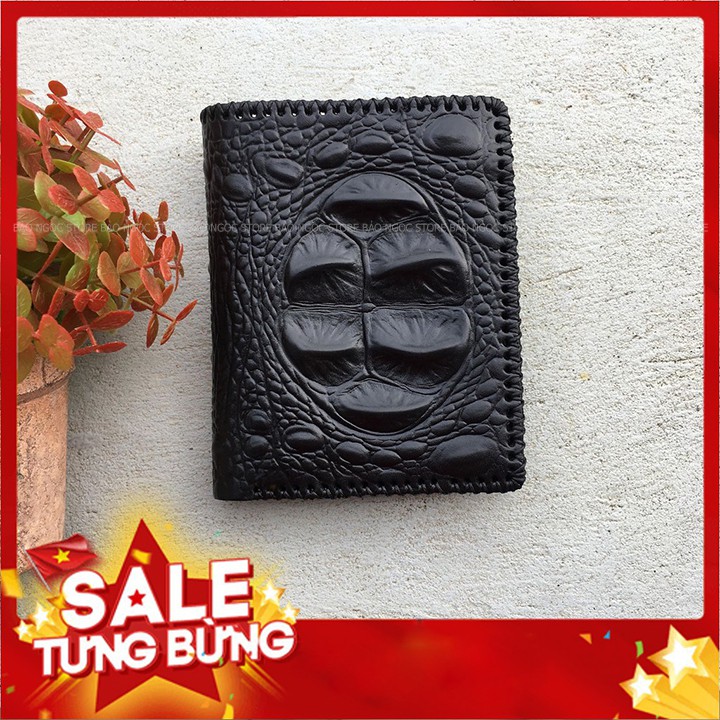 VÍ DA NAM DÁNG ĐỨNG CAO CẤP - VÍ NAM DA BÒ THẬT DẬP VÂN CÁ SẤU THỜI TRANG - MÃ V33