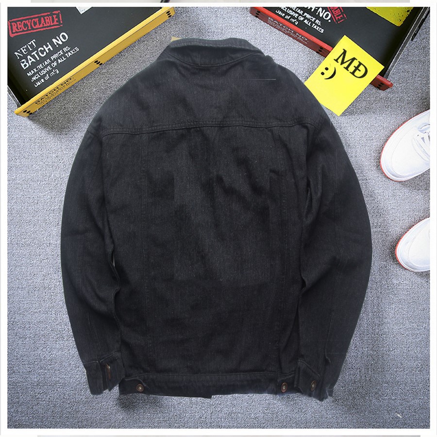 Áo khoác jean nam full đen vải đẹp không phai màu TS264 Tronshop