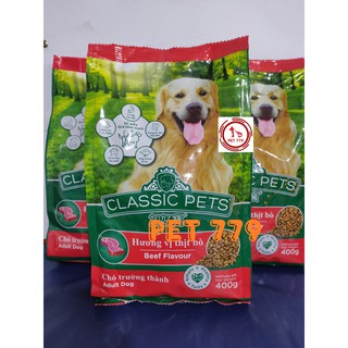 Thức Ăn Cho Chó Lớn, Hạt Cho Chó Trưởng Thành Classic Pets Adult Vị Thịt Bò Xuất Xứ Thái Lan 400g