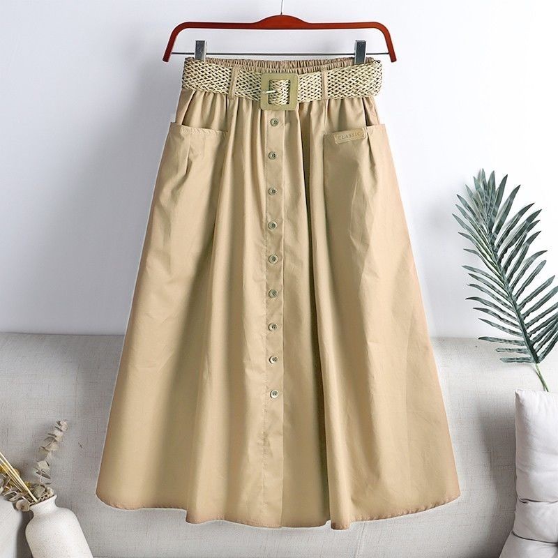 Chân Váy cotton Lưng Cao Co Giãn Có Túi Lớn Phong Cách Thời Trang Hàn Quốc 52.31