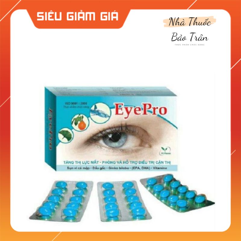 EyePro-Phòng và ngăn ngừa cận thị giảm cận thị tiến triển,tăng cường thị lực cho mắtlàm chậm lão hóa ở mắt (hộp 30v)