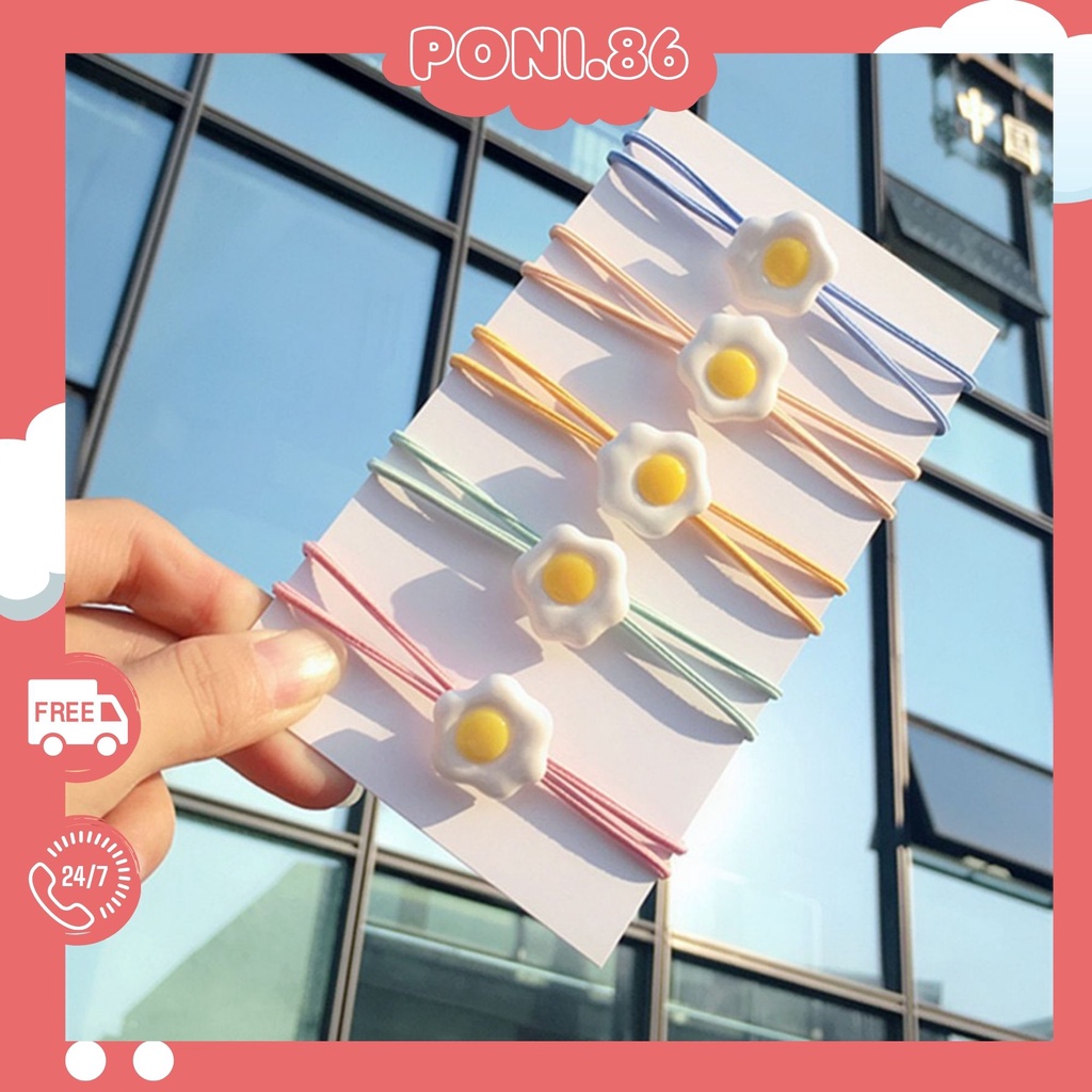 Dây buộc tóc cột tóc hình trứng rán xinh xắn đáng yêu Hàn Quốc