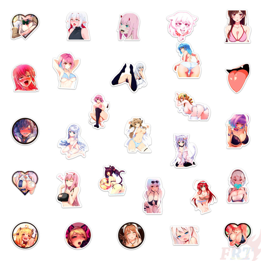 Set 50 Miếng Dán Hình Nhân Vật Anime Ahegao Sankaku Diy Dùng Trang Trí Vali / Laptop / Ván Trượt