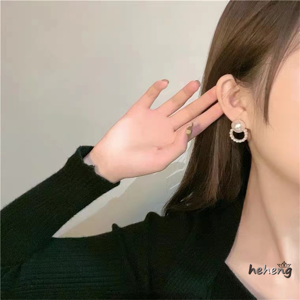 Bông Tai Tròn Đính Ngọc Trai Bằng Hợp Kim Thời Trang 1 Cặp