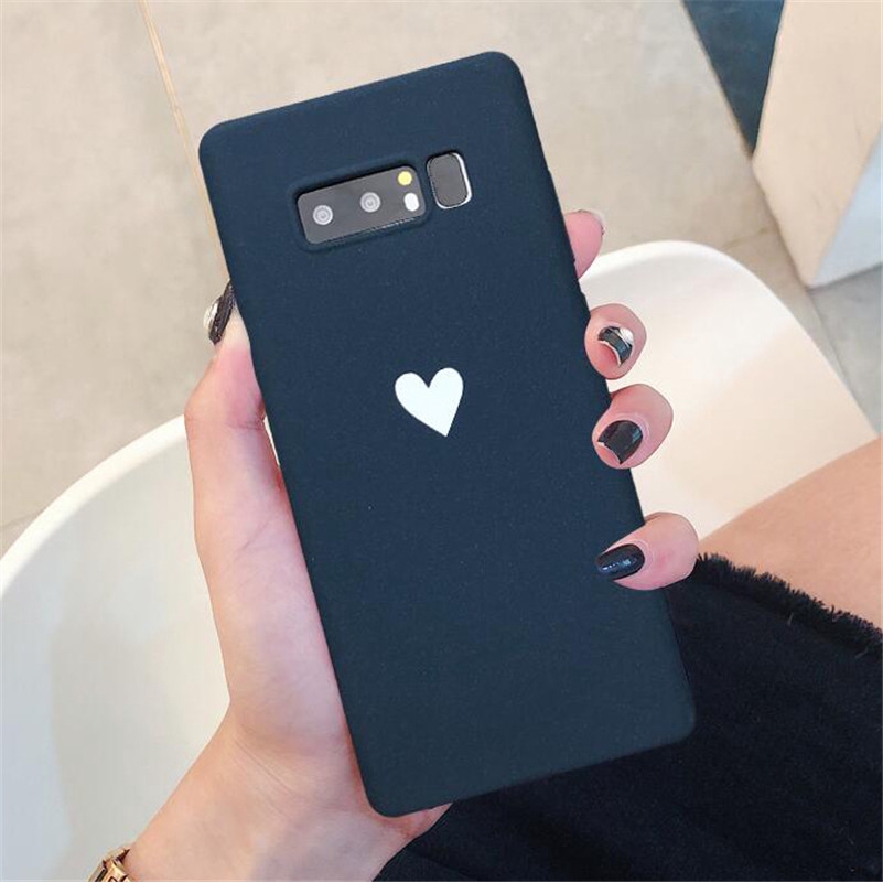 Ốp điện thoại nhám màu trơn in hình trái tim cho Samsung Galaxy Note 8 9 S8 A9 Star C7 C9 Pro | BigBuy360 - bigbuy360.vn