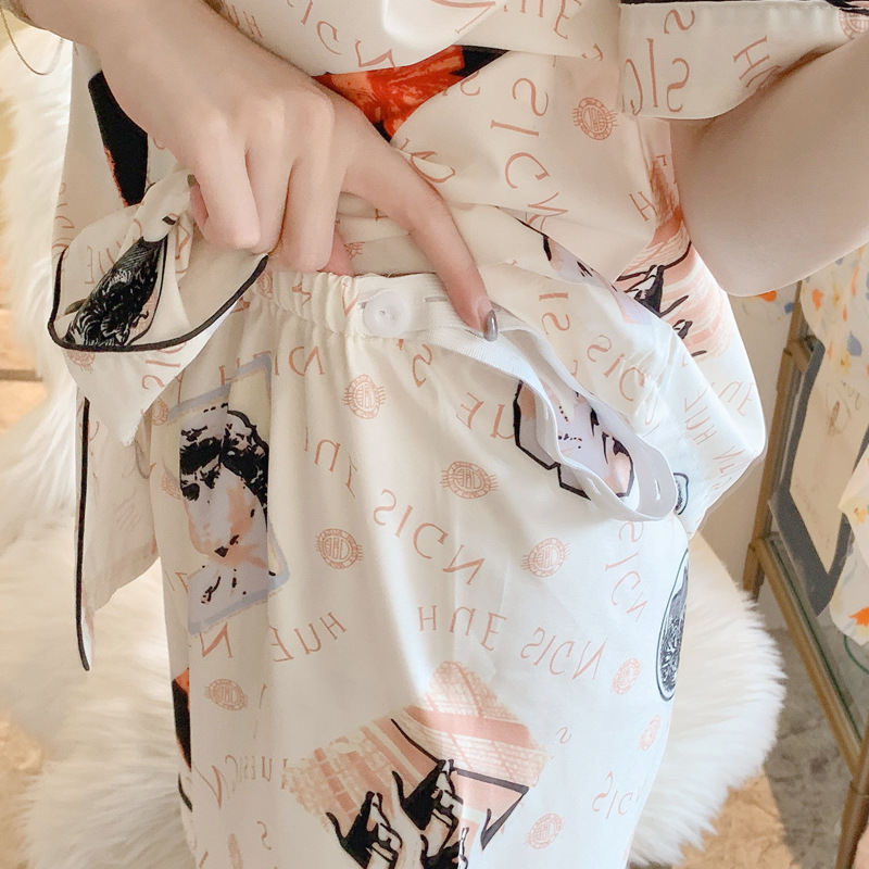 Bộ đồ ngủ ngắn tay thoải mái cho bà bầu m-3xl
