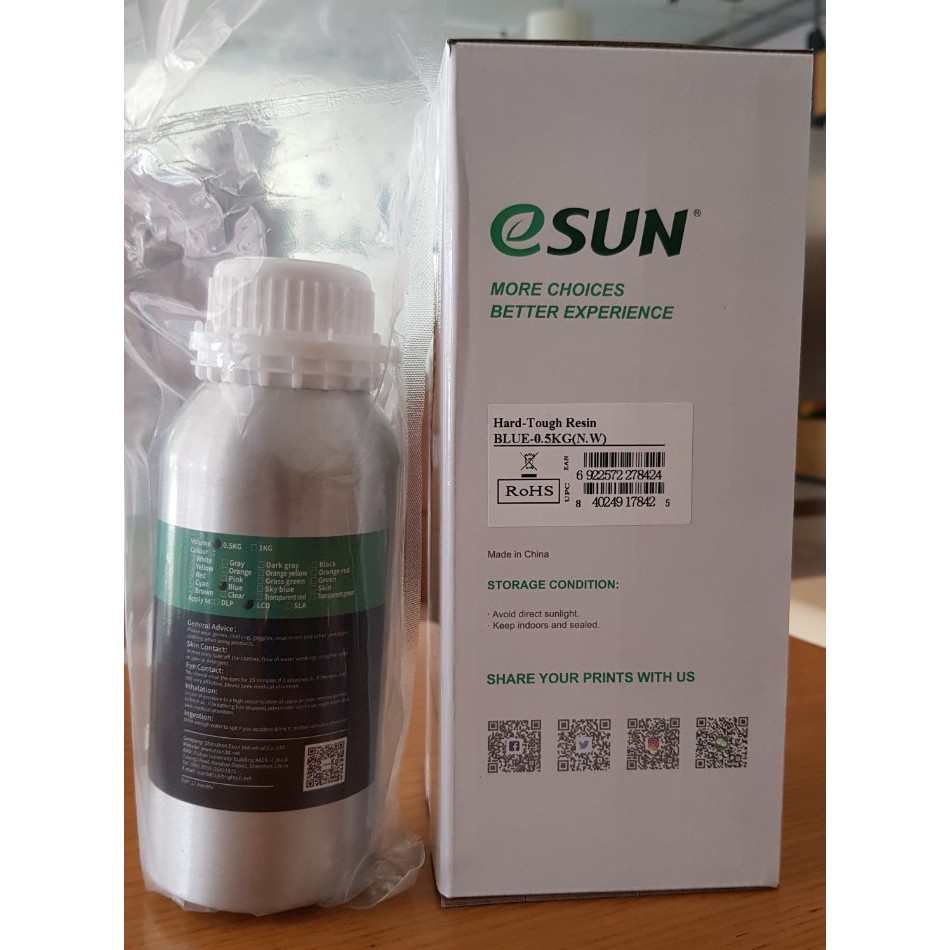 Nhựa in 3d Esun Hard-Tough Resin (Cứng Dai) dùng cho máy in 3d resin LCD 0.5kg/Chai