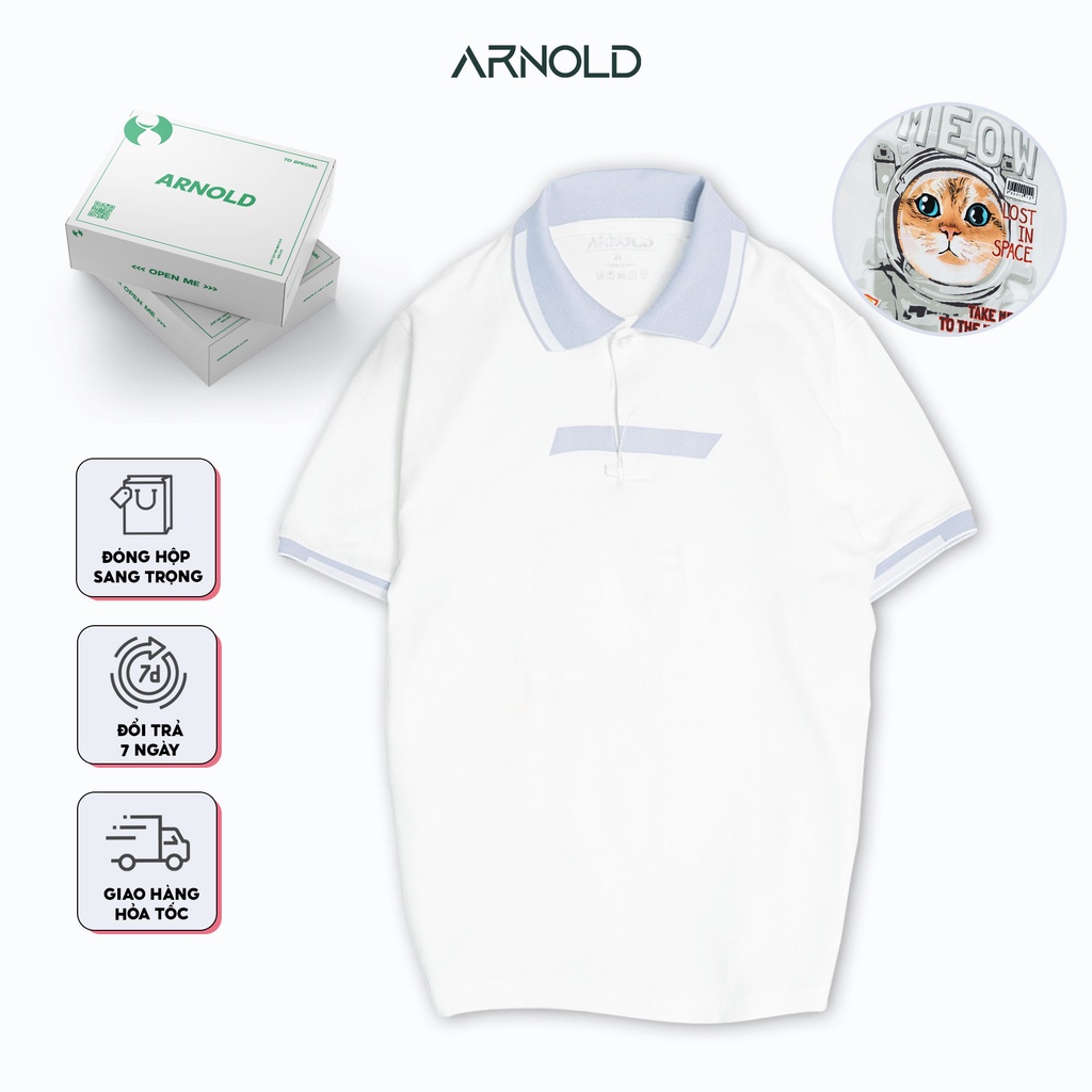 Áo thun polo nam MEOW họa tiết mèo con vải cá sấu Cotton thoáng mát - ARNOLD