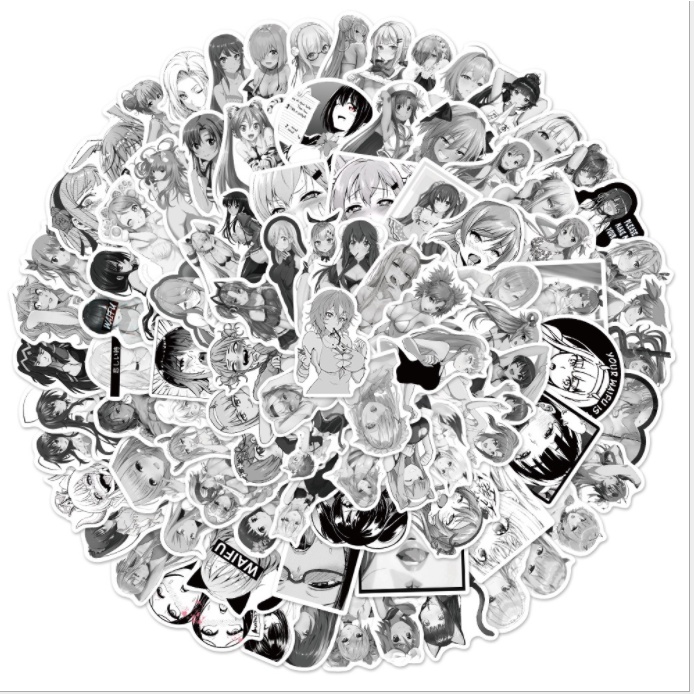 Combo Sticker SEXY GIRL TRẮNG ĐEN nhựa PVC không thấm nước, dán nón bảo hiểm, laptop, điện thoại, Vali, xe