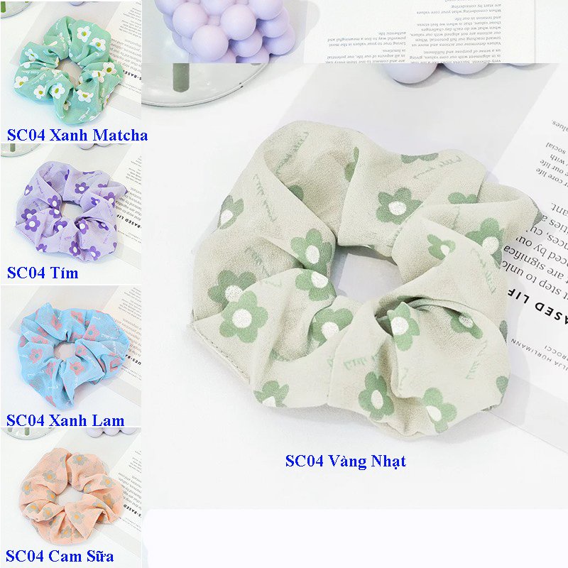 Dây buộc tóc vải Vacone scrunchies hàn quốc họa tiết hoa nhí SC04