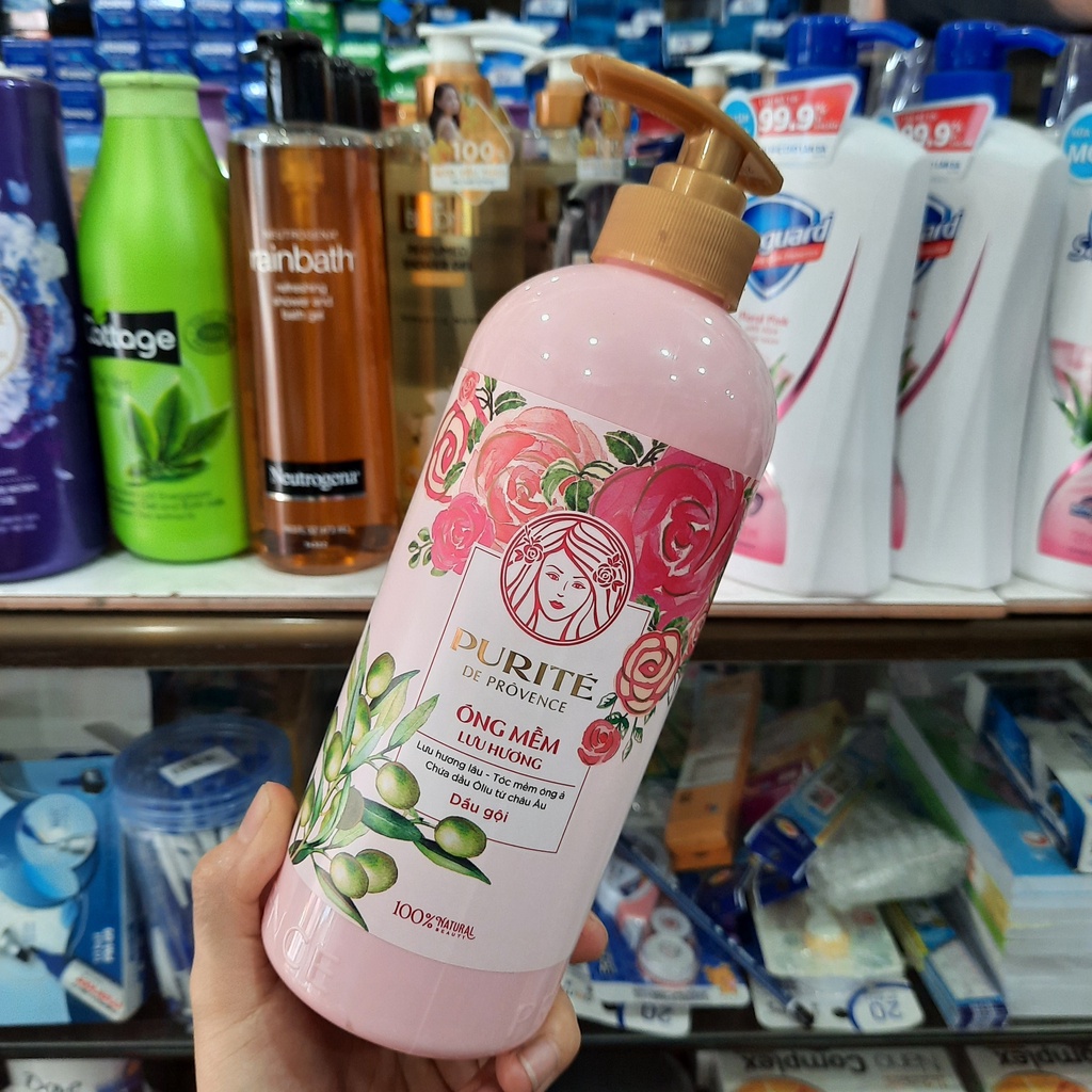 Dầu gội hoa hồng Purite De Provence Óng Mềm Lưu Hương 600ml