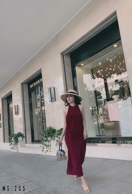 Đầm maxi cổ yếm hở lưng (4 màu) | BigBuy360 - bigbuy360.vn