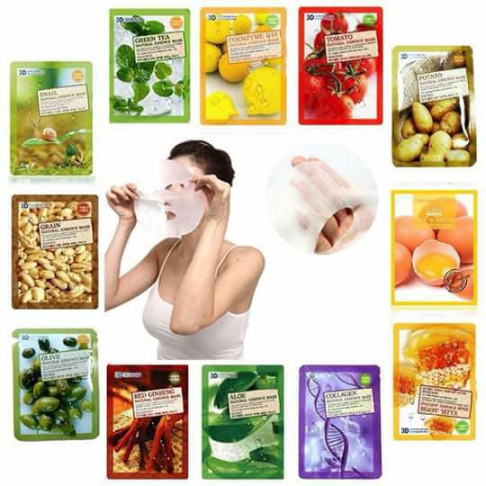 Combo 10 miếng Mặt nạ 3D Foodaholic: Collagen, Cà chua, Lựu, Dưa leo, Trà xanh, Lô hội, Sâm, Q10, Khoai tây....