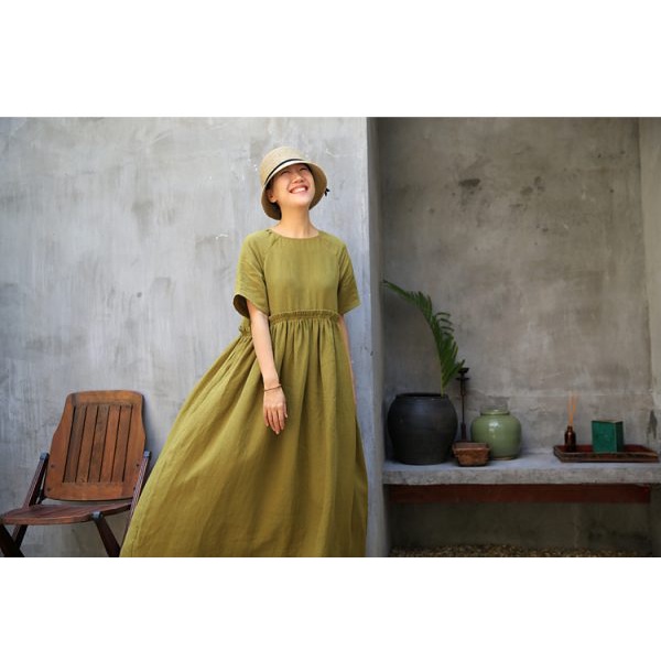 Váy đầm nữ Linen thiết kế dáng xòe Gemmi fashion, DK8386