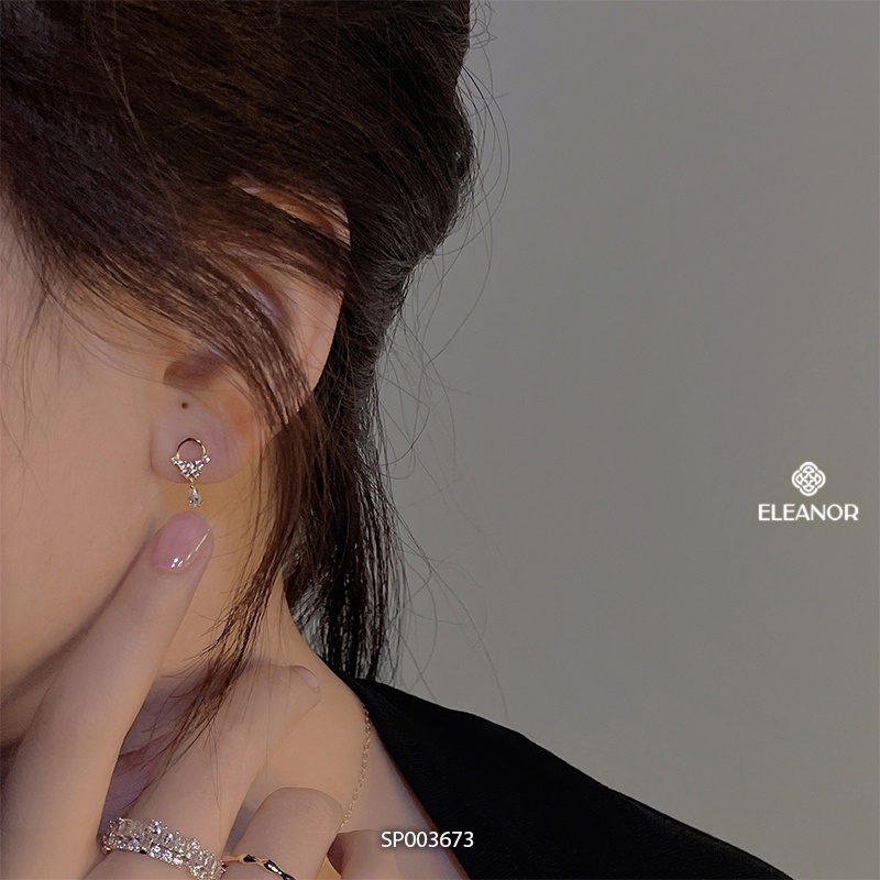 Bông tai nữ chuôi bạc 925 Eleanor Accessories đính đá dáng thả phụ kiện trang sức 3673