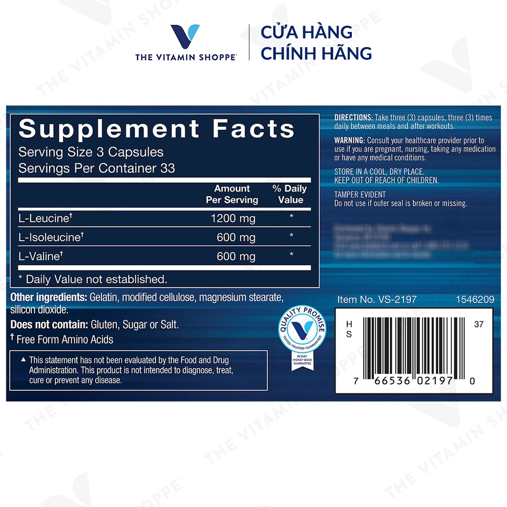 Viên uống hỗ trợ phát triển cơ bắp BodyTech BCAA 2:1:1 Ratio 100/200 viên