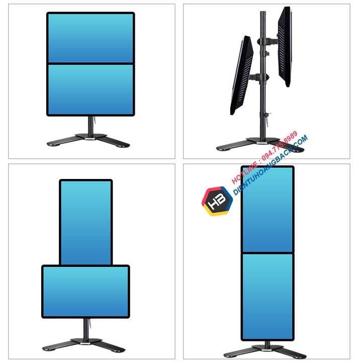 M073 / #Giá Treo Hai Màn Hình Máy Tính ErgoTek E73  17 - 27 Inch Đặt Bàn - Tay Đỡ Màn Hình Xoay 360 Độ