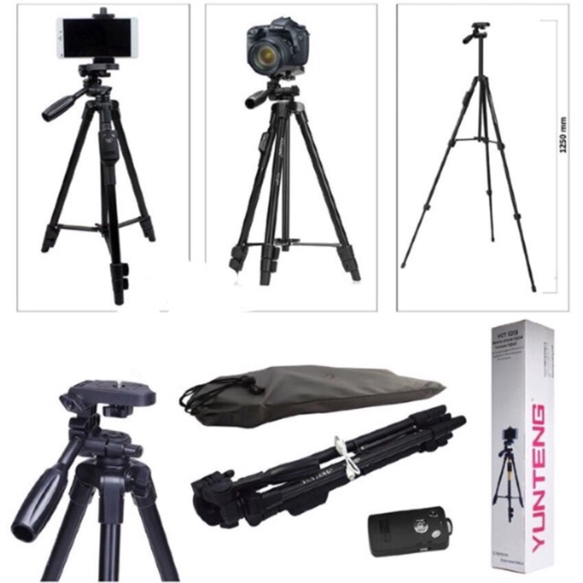 Tripod cao cấp loại thân dày dặn đỡ được cả máy ảnh Yunteng 3388 kèm 1 remote chụp ảnh không dây