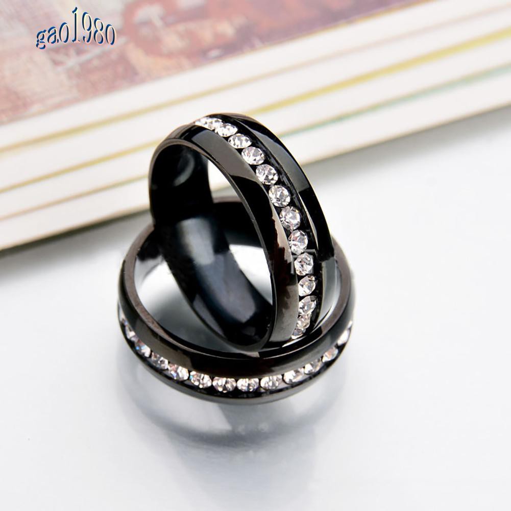 Nhẫn Thép Không Gỉ Đính Đá Pha Lê Thời Trang Cho Nam Nữ