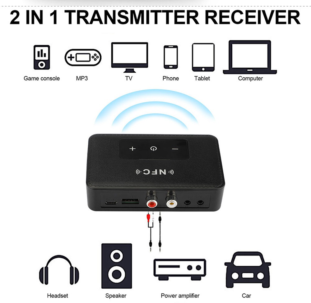 Bộ Thu Phát Bluetooth 5.0 Không Dây 3.5mm Aux Nfc Sang 2 Rca Tao3C