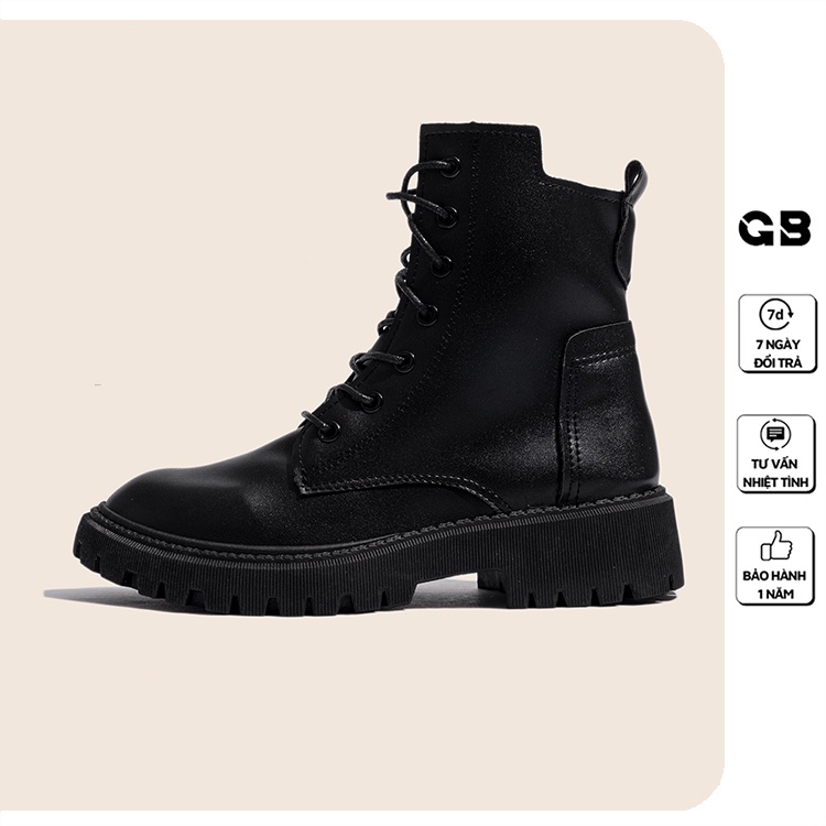 Giày Boot Nữ Cổ Lửng Da Trơn Đế Cao 3 cm giayBOM B1590