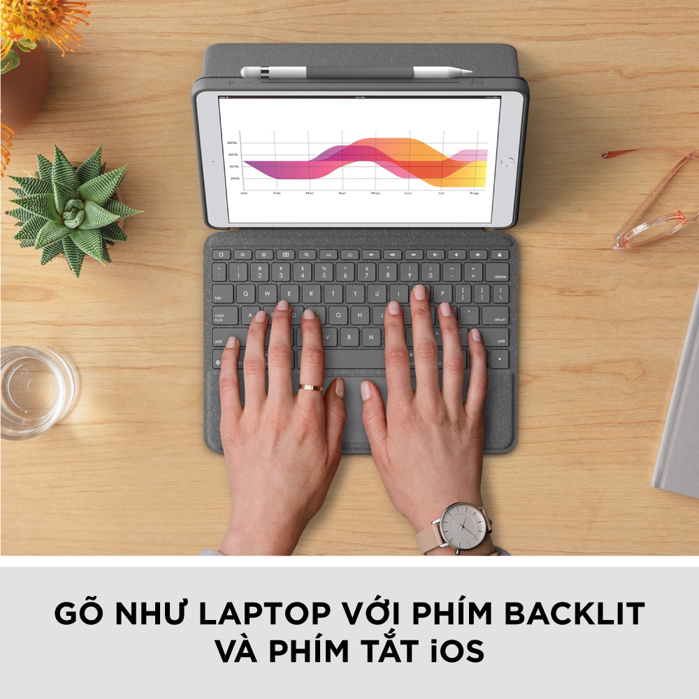 Bao da kèm bàn phím Logitech Combo Touch dành cho iPad Gen 7 và Gen 8