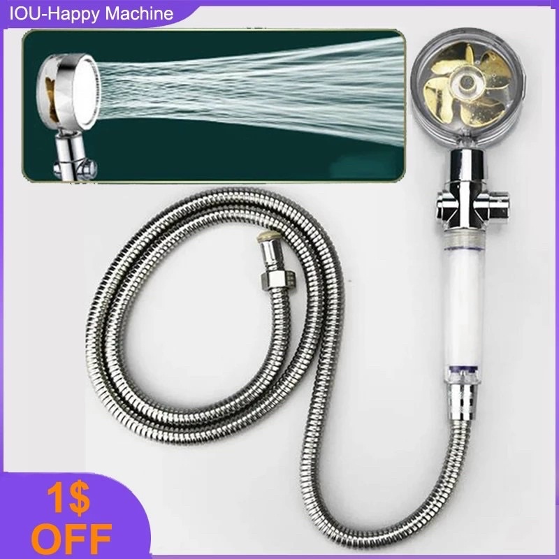 Vòi Sen Tăng Áp Có Cánh Quạt Xoay 360 Độ ,Có 2 Chế Độ Chỉnh Nước, Tặng Kèm Cuộn Dây Vòi, Vòi Massage Phong Cách Nhật Bản