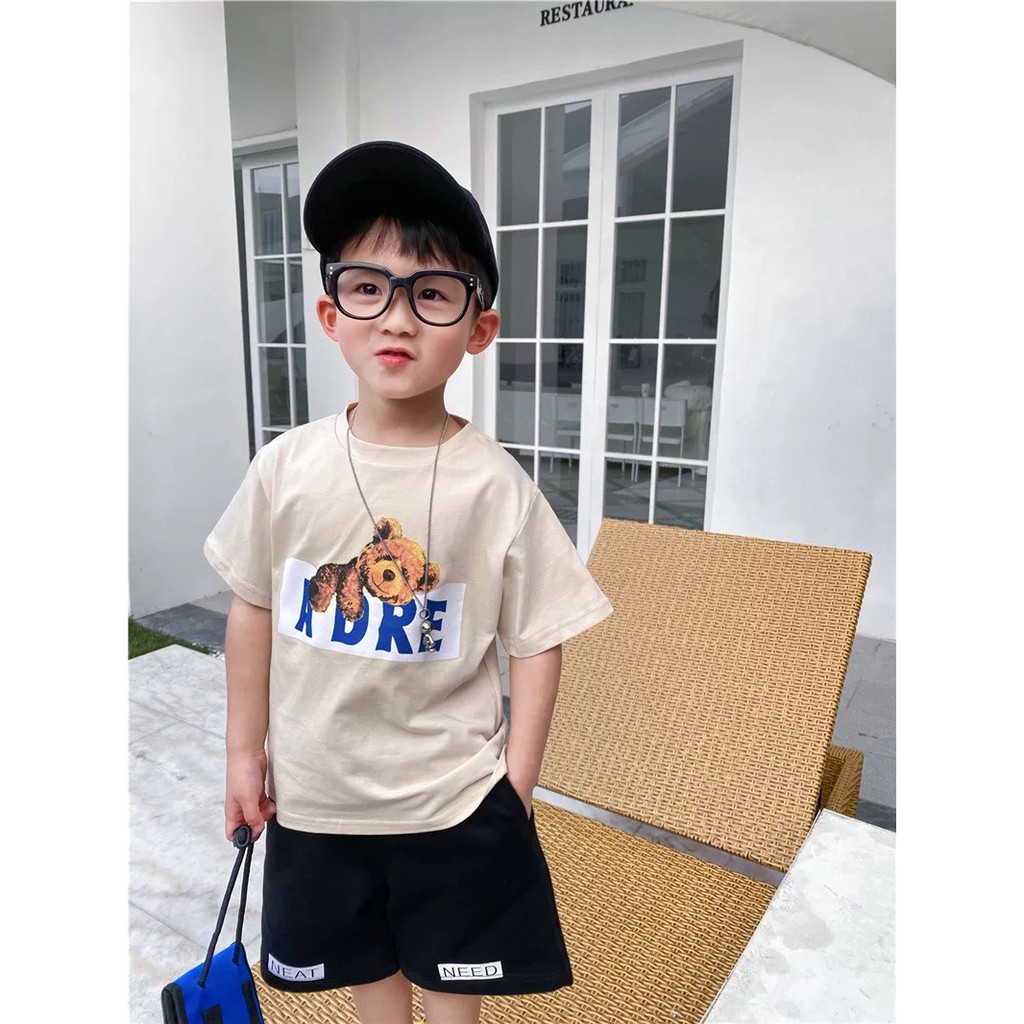 SET Bộ Quần Áo Bé Trai (6 tháng - 5 tuổi), Áo Thun Cotton Phối Quần Short Họa Tiết Gấu Dễ Thương - KEYER KIDS MA001