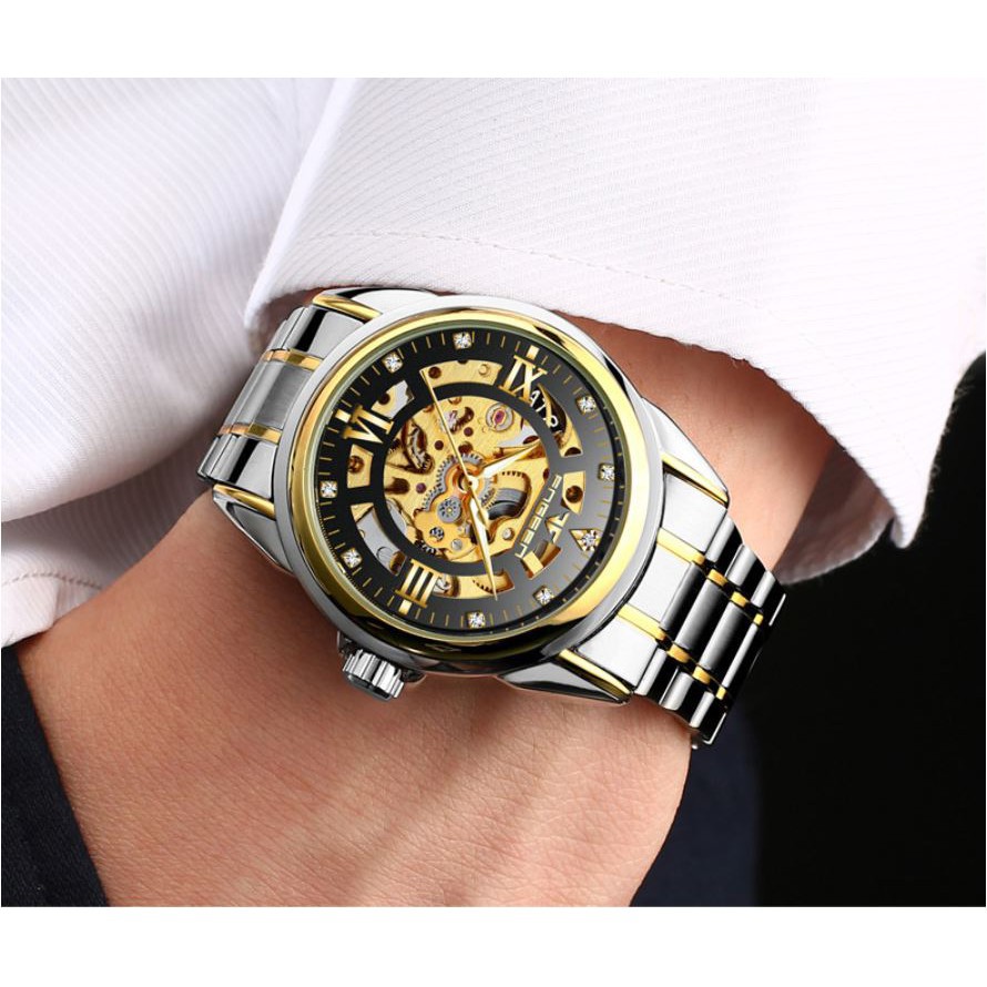 ĐỒNG HỒ CƠ NAM AUTOMATIC FNGEEN LỘ MÁY DÂY THÉP CAO CẤP [Freeship đơn từ 150K] | BigBuy360 - bigbuy360.vn