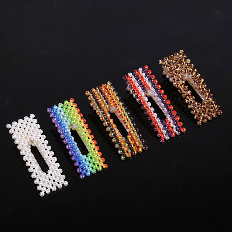 Kẹp Tóc Nhựa Hình Chữ Nhật Họa Tiết Da Báo Màu Cầu Vồng Kiểu Hàn Quốc Xinh Xắn