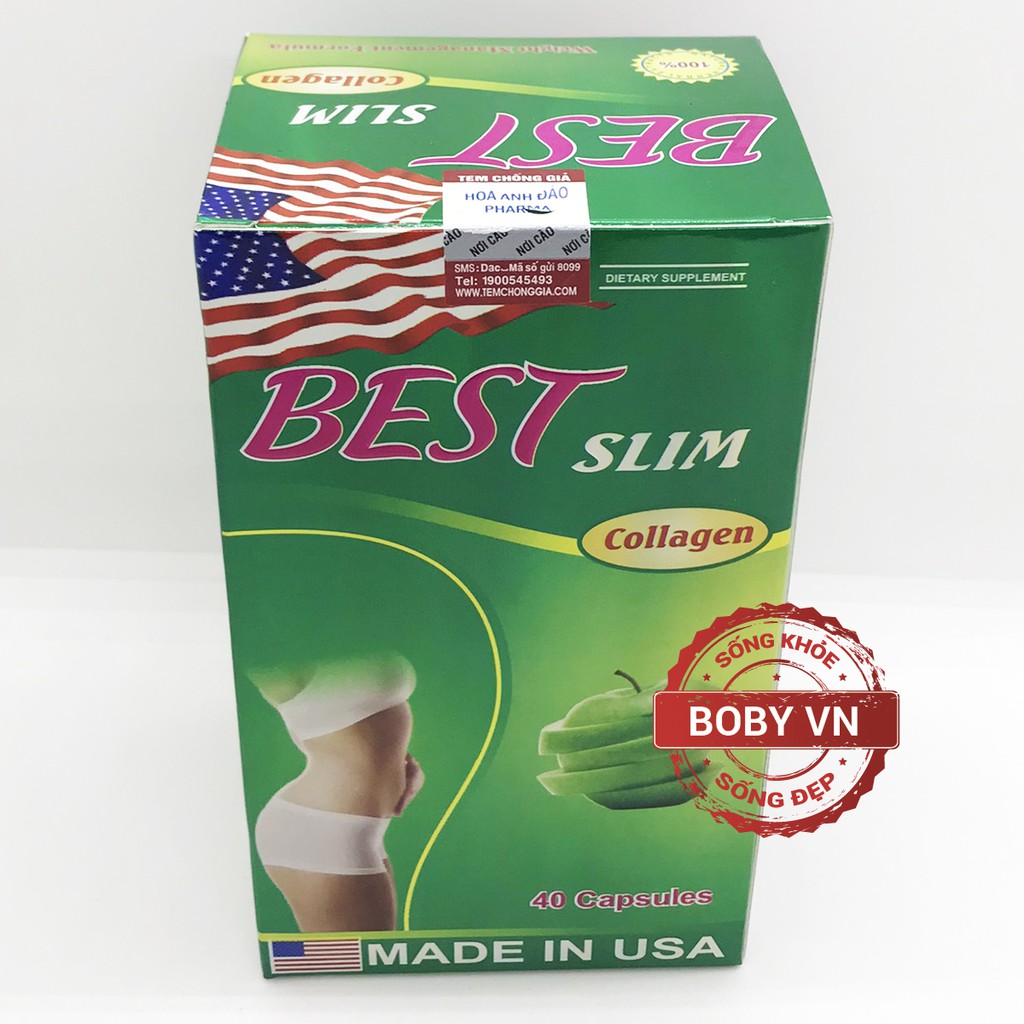 Viên uống giảm cân Best Slim Collagen - Chính hãng USA - Lọ 40 viên
