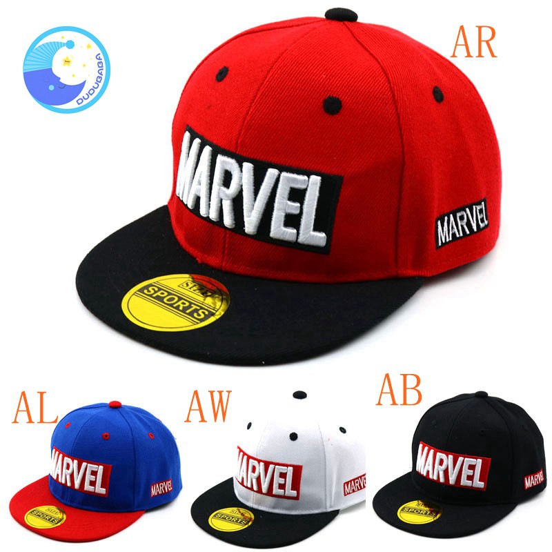 【dudubaba】Mũ lưỡi trai hiệu DUDUBABA phong cách hiphop in chữ &quot;MARVEL&quot; cho bé