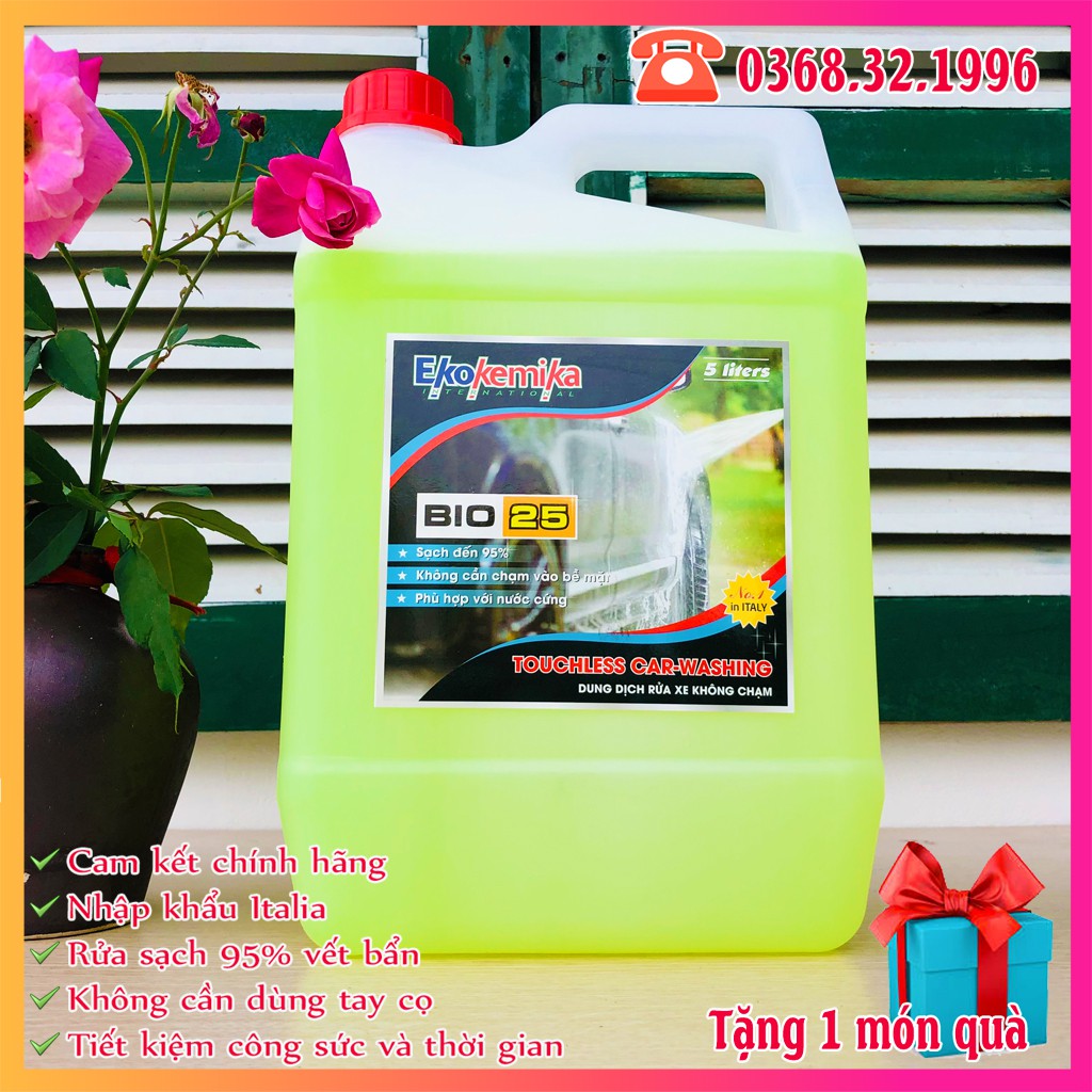 Nước Rửa Xe Không Chạm - Dung Dịch Rửa Xe Ô tô, Xe Máy Ekokemika Bio 25 - 5L(chính hãng) TẶNG 2 KHĂN LAU ĐA NĂNG